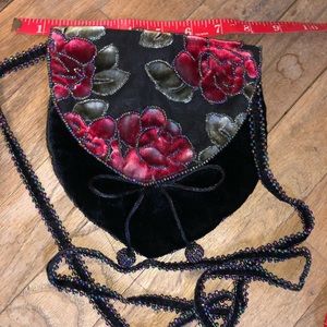 Velvet beaded rose evening bag